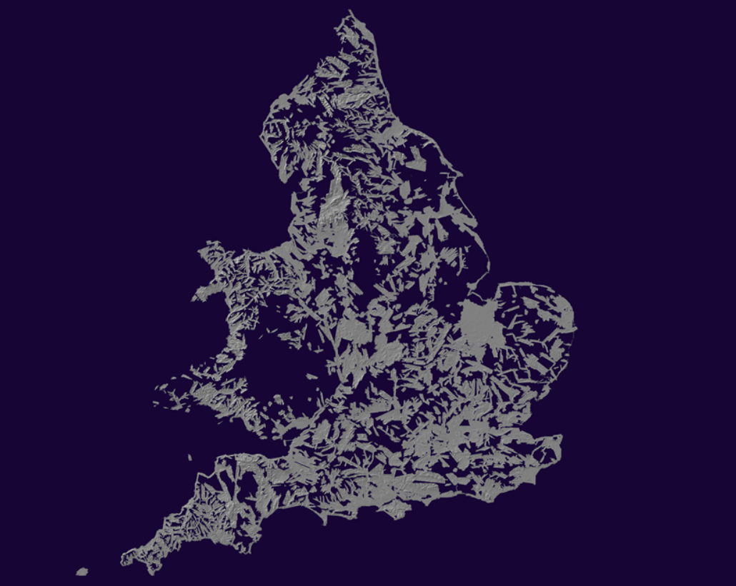 LiDAR terrain scan showing historical features at Owletts Farm